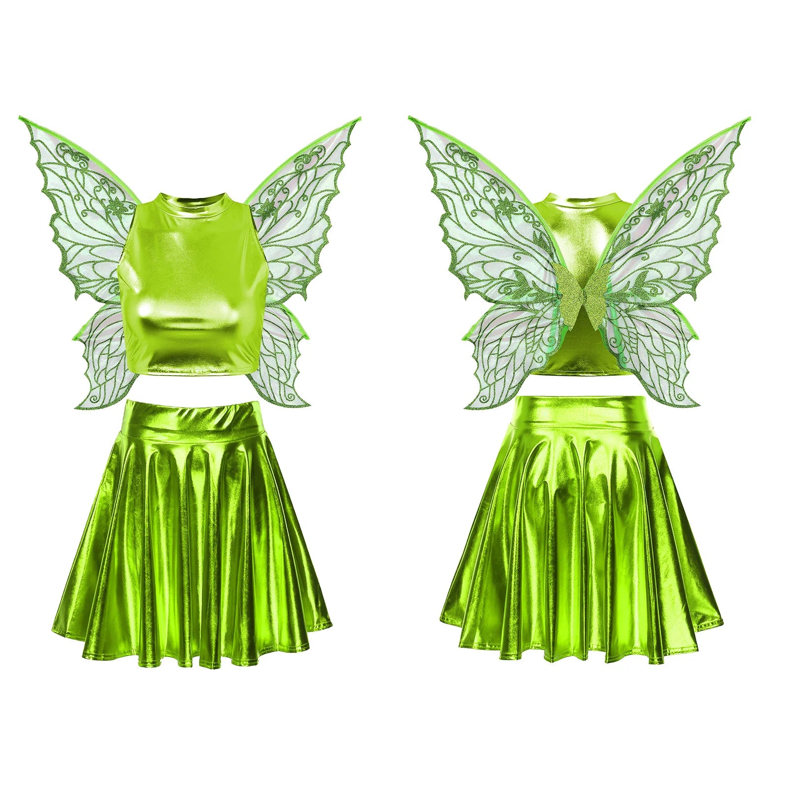 Tenue Carnaval Fée Vert en Polyester 