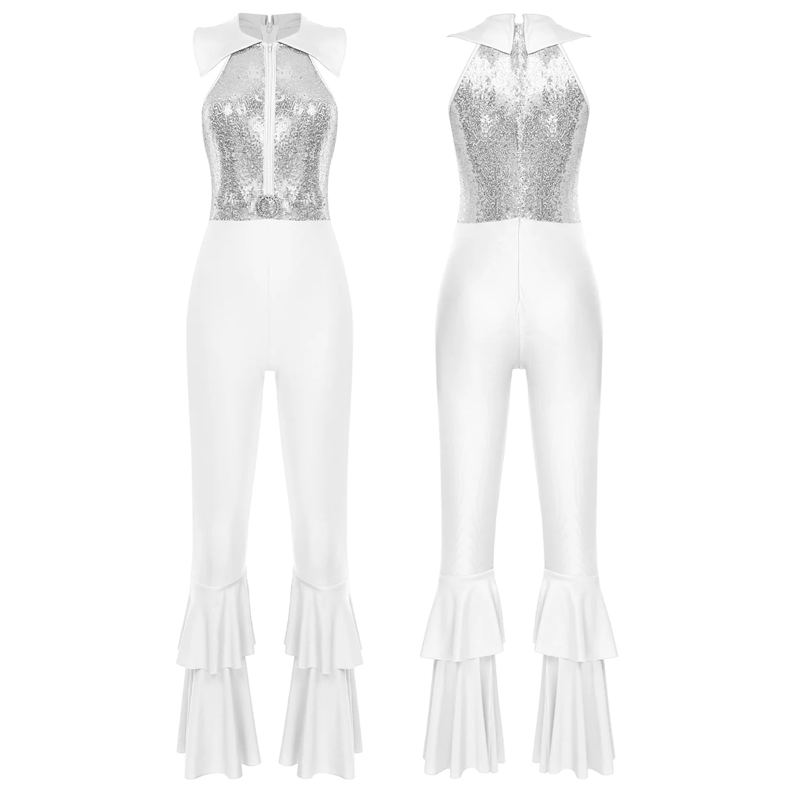 Tenue Disco Femme Blanche Pailletée Chic