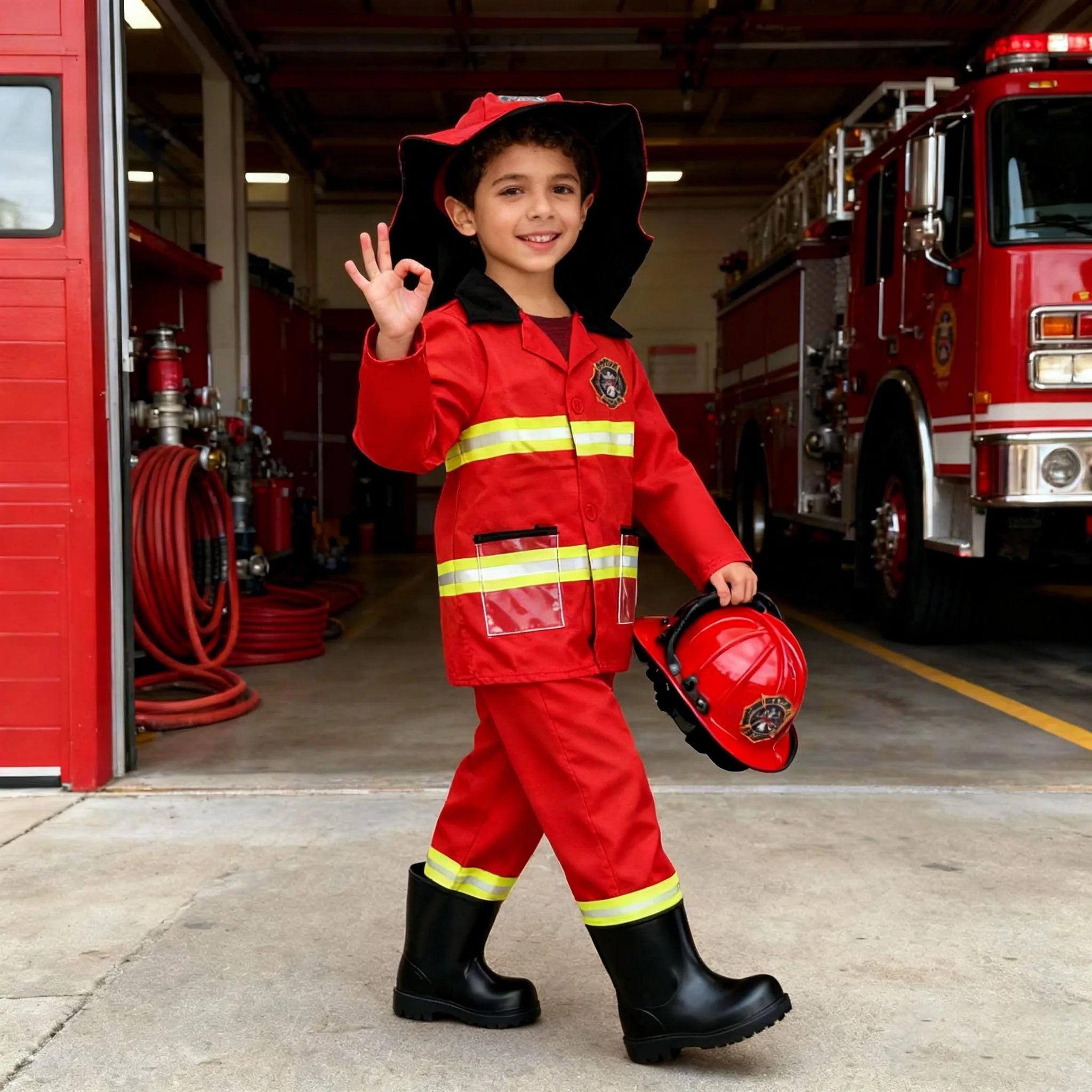 Tenue Pompier Garçon avec Accessoires Légère 