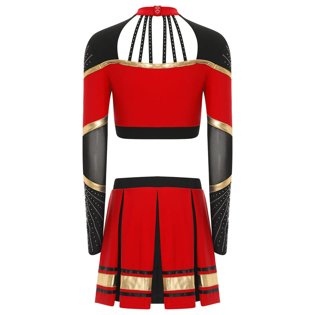 Tenue Pompom Girl Rouge à Manches Longues Dos