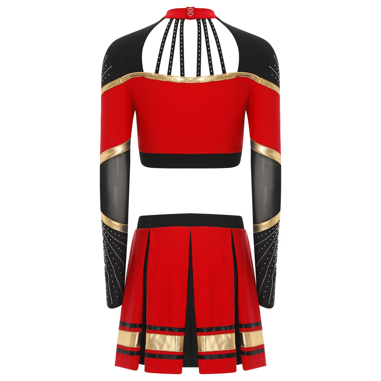 Tenue Pompom Girl Rouge à Manches Longues Dos