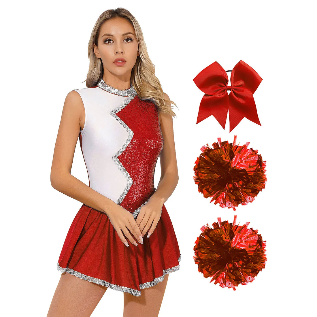 Tenue Pompom Girl Rouge Pailletée stylé