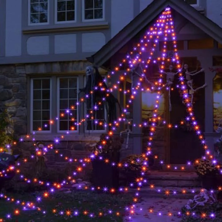 Toile d’Araignée Géante LED Violet et Orange
