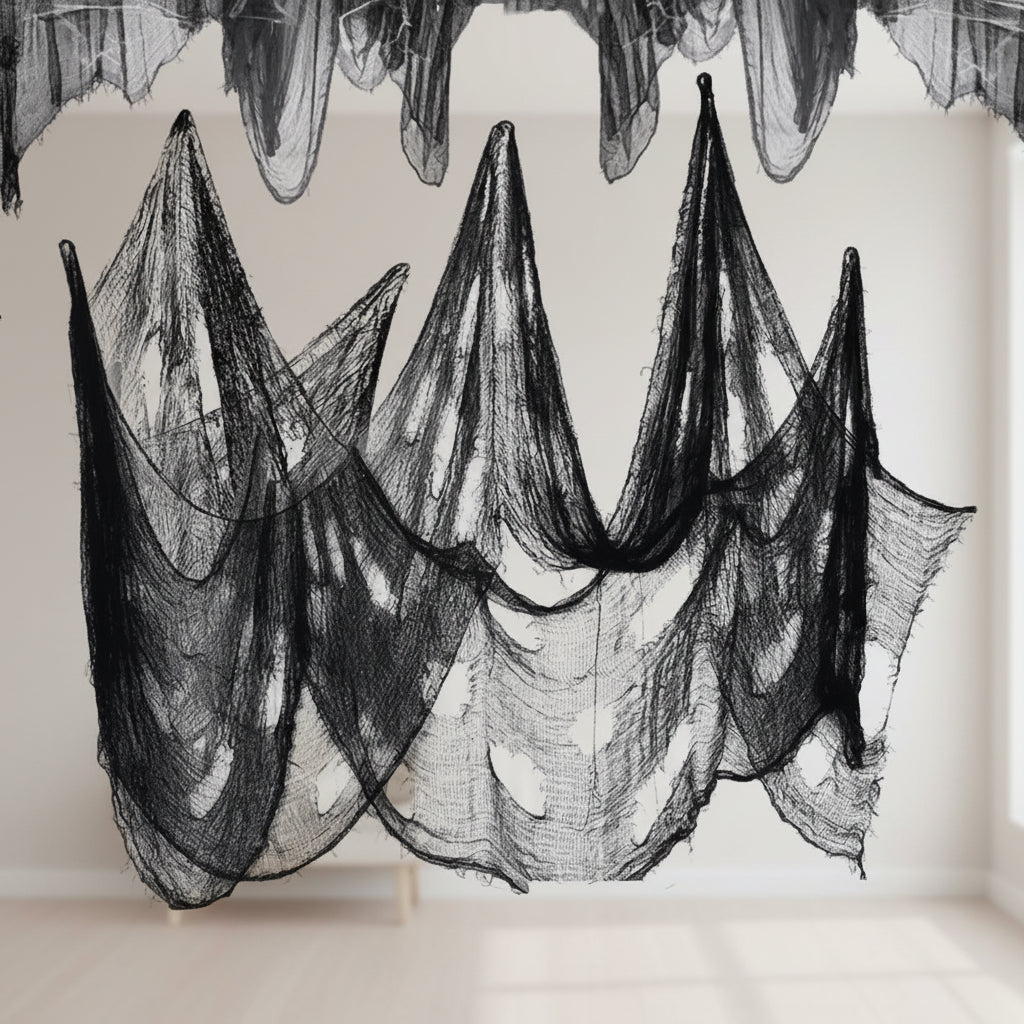 Toile d’Araignée Noire en Tissu de Gaze