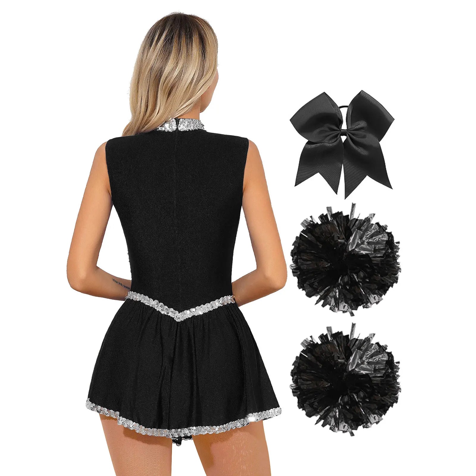 Uniforme Pompom Girl Noir Pailleté stylé