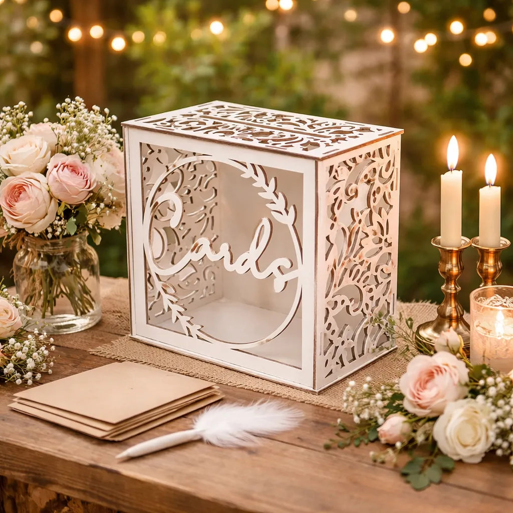 Urne à Enveloppes Mariage en Bois Blanc