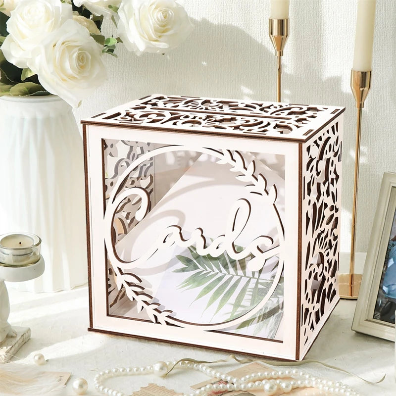 Urne à Enveloppes Mariage en Bois Blanc Unique
