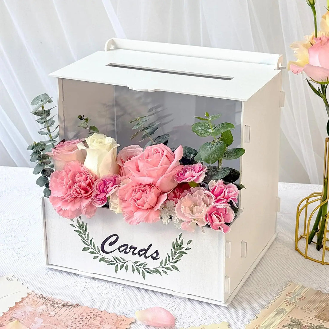 Urne Mariage à Bac à Fleurs Blanc