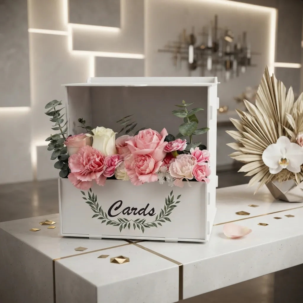 Urne Mariage à Bac à Fleurs Minimaliste