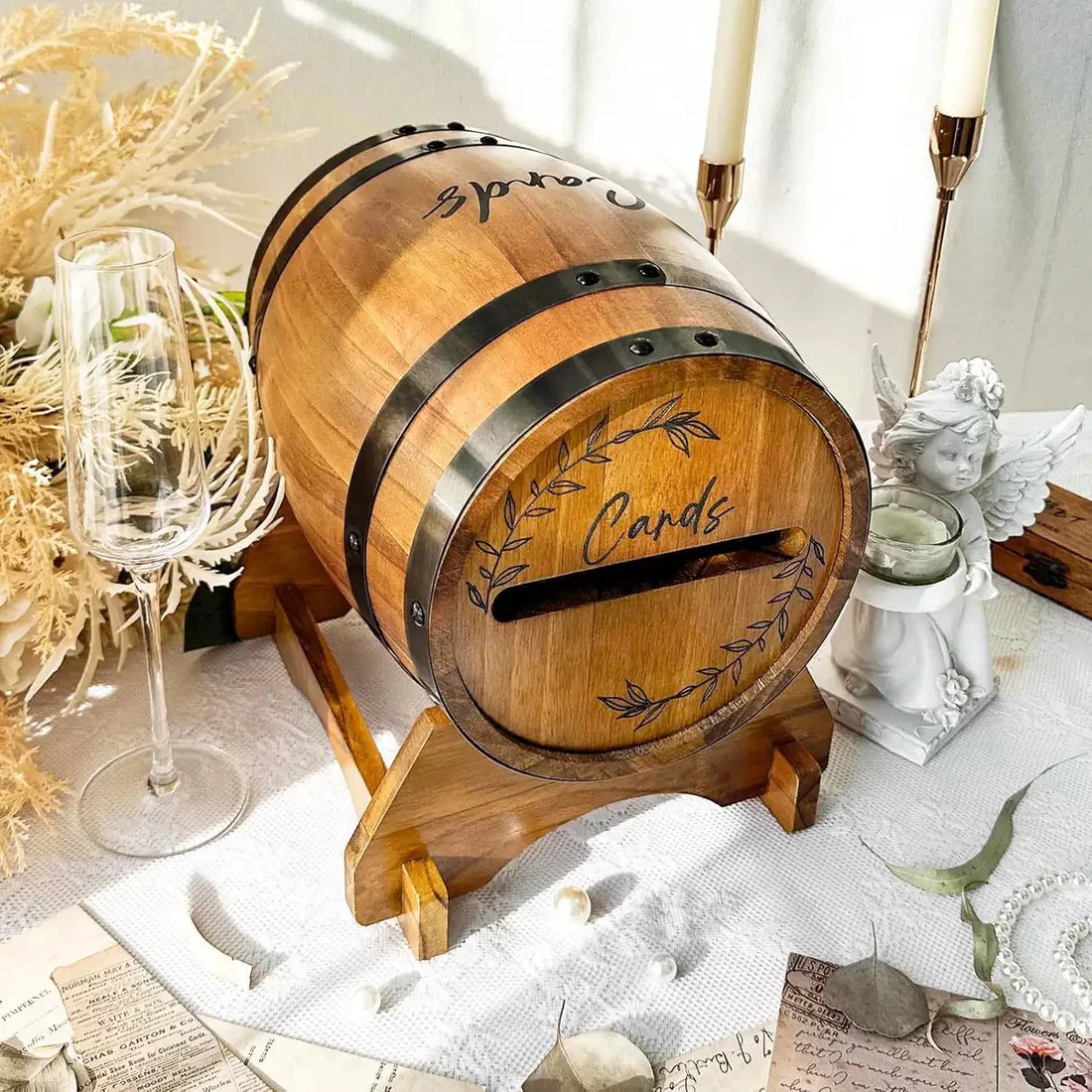 Urne Mariage Baril de Whisky champêtre