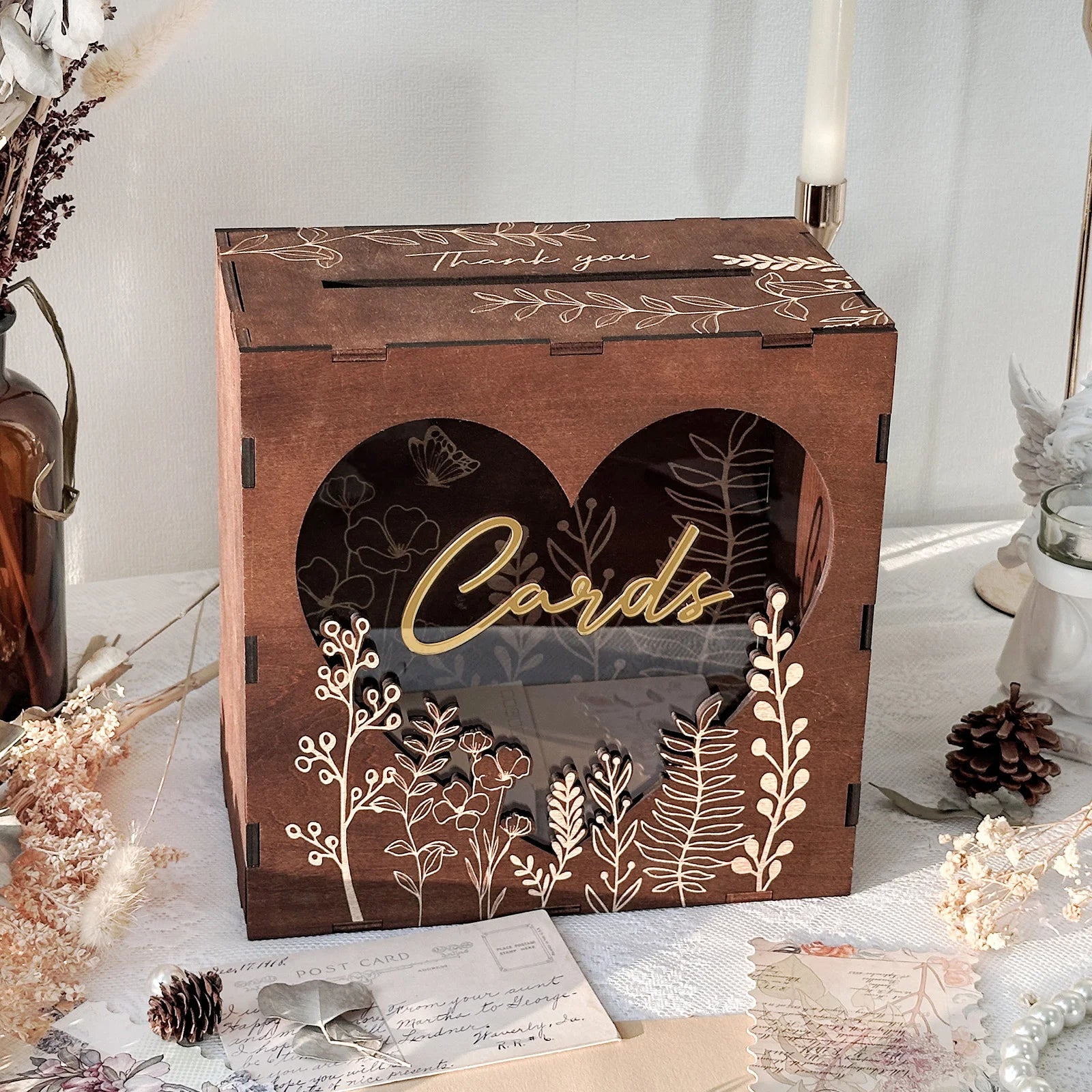 Urne Mariage Bohème Rustique Marron