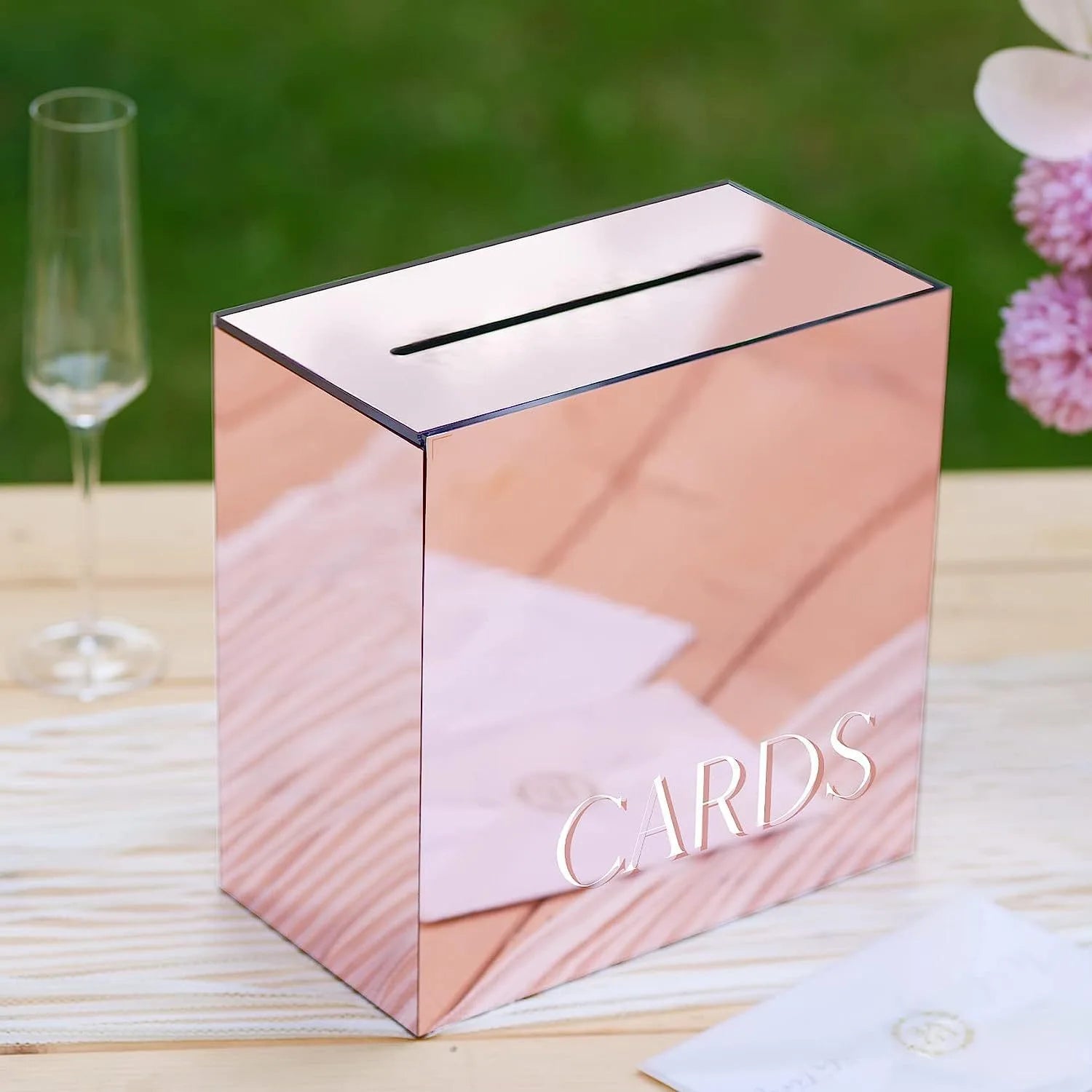 Urne Mariage en Acrylique Rose Gold Tropical