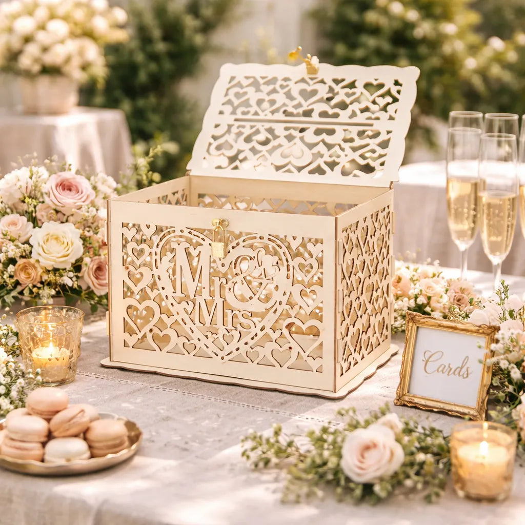 Urne Mariage en Bois Ajourée