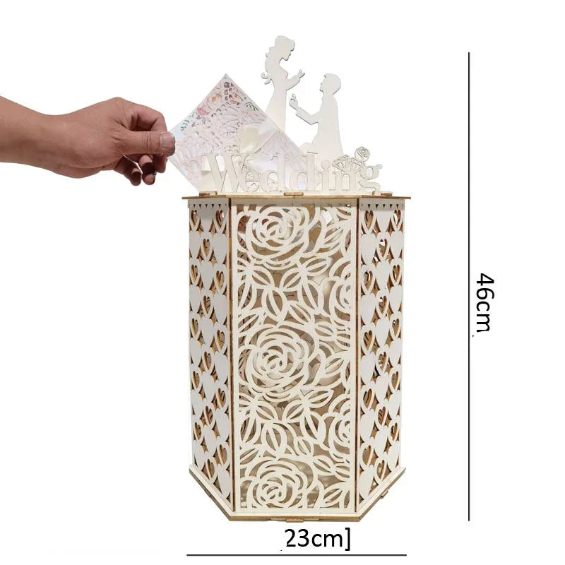 Urne Mariage en Bois Floral Dimensions