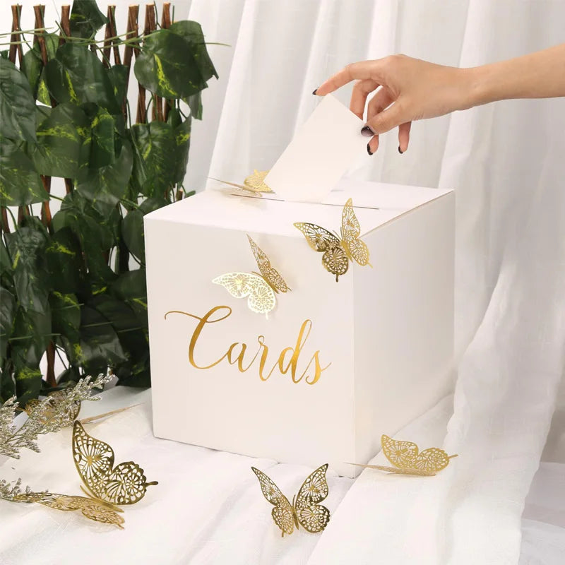 Urne Mariage en Carton Blanc Chic