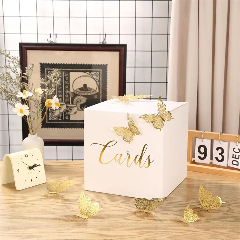 Urne Mariage en Carton Blanc Elégant