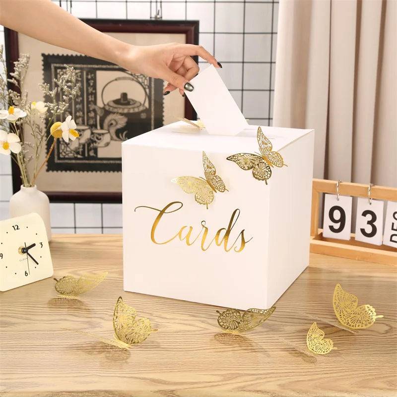 Urne Mariage en Carton Blanc Moderne