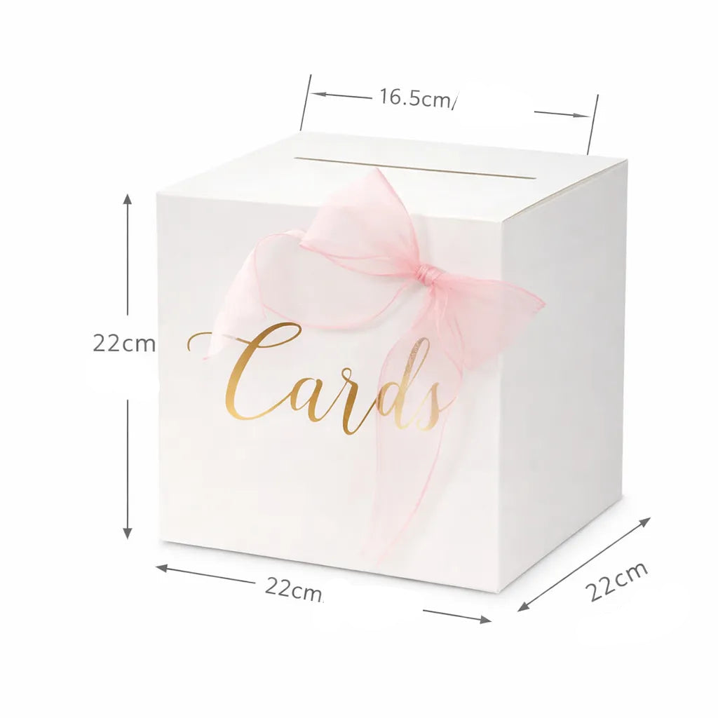 Urne Mariage en Carton à Nœud Rose glamour