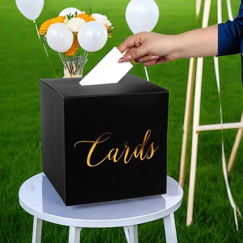 Urne Mariage en Carton Noir Chic