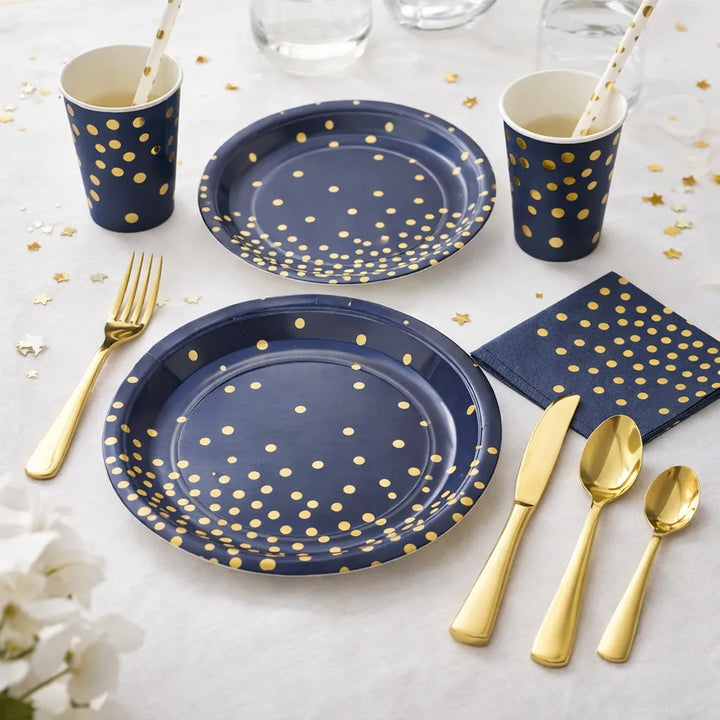 Vaisselle Jetable Bleu Doré