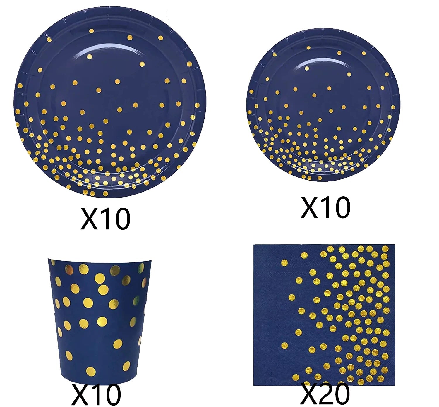 Vaisselle Jetable Bleu Doré Belle
