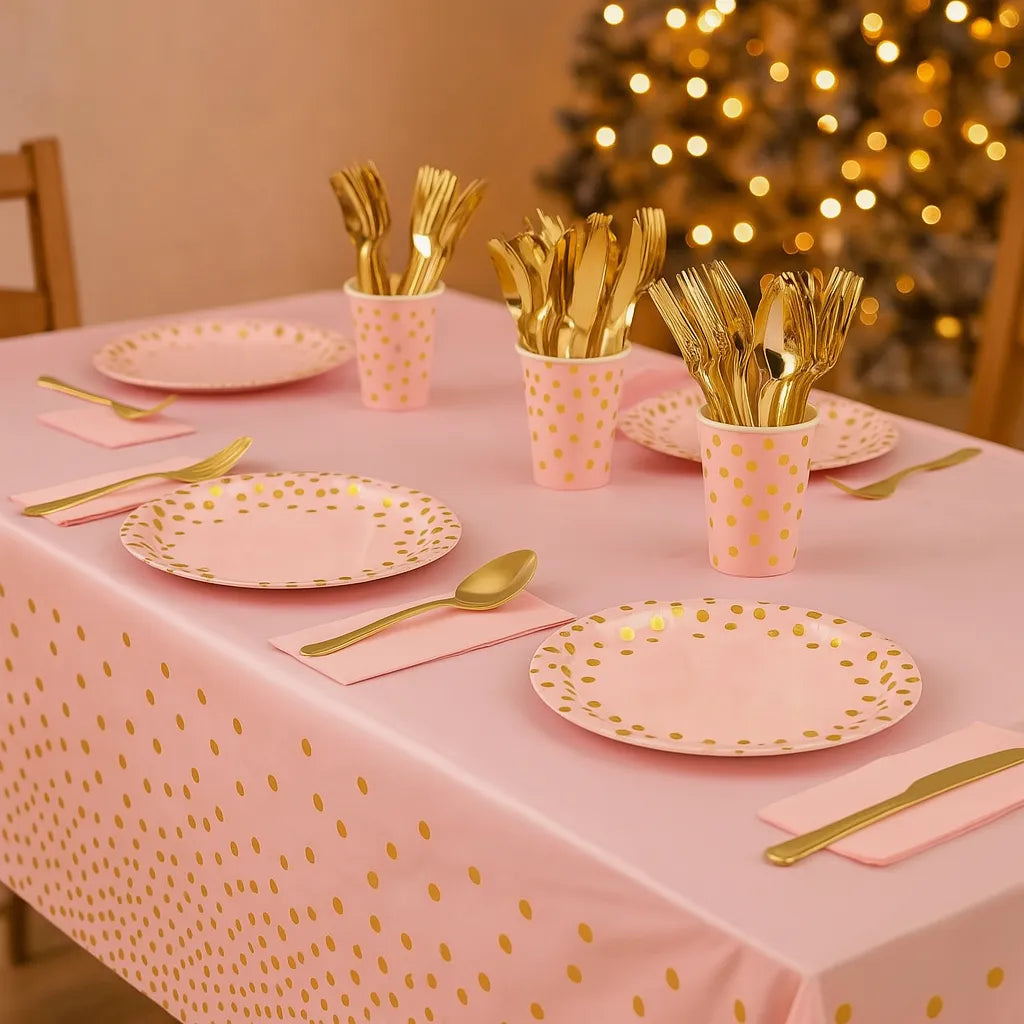 Vaisselle Jetable Or Rose