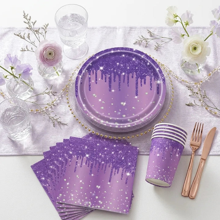 Vaisselle Jetable Violet Scintillant