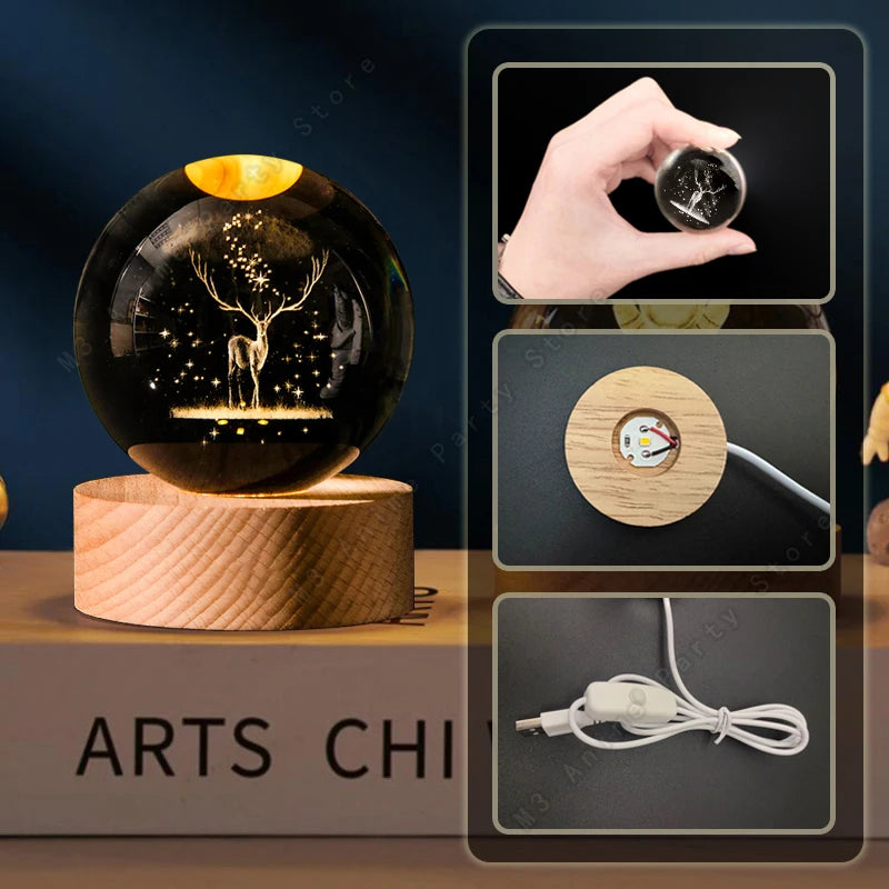 Veilleuse de Noël 3D Cerf Noël chic