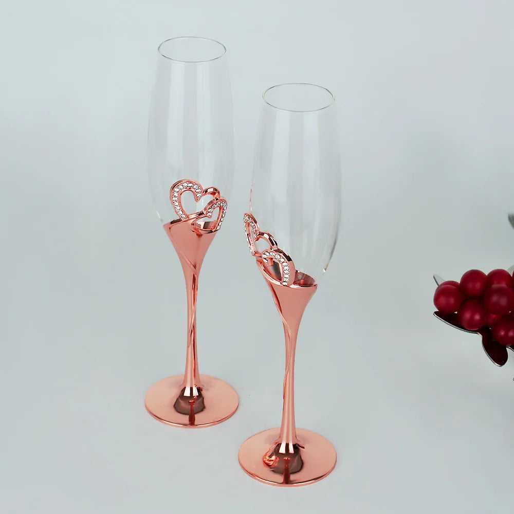 Verre à Champagne à Cœurs Rose Gold Beau