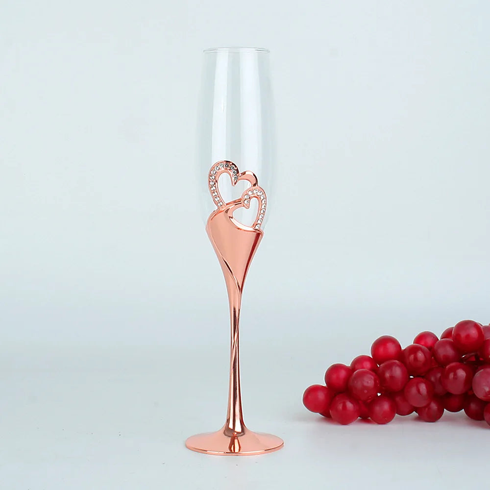 Verre à Champagne à Cœurs Rose Gold Unique