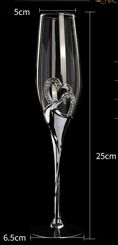 Verre à Champagne Double Cœur Argenté Classe