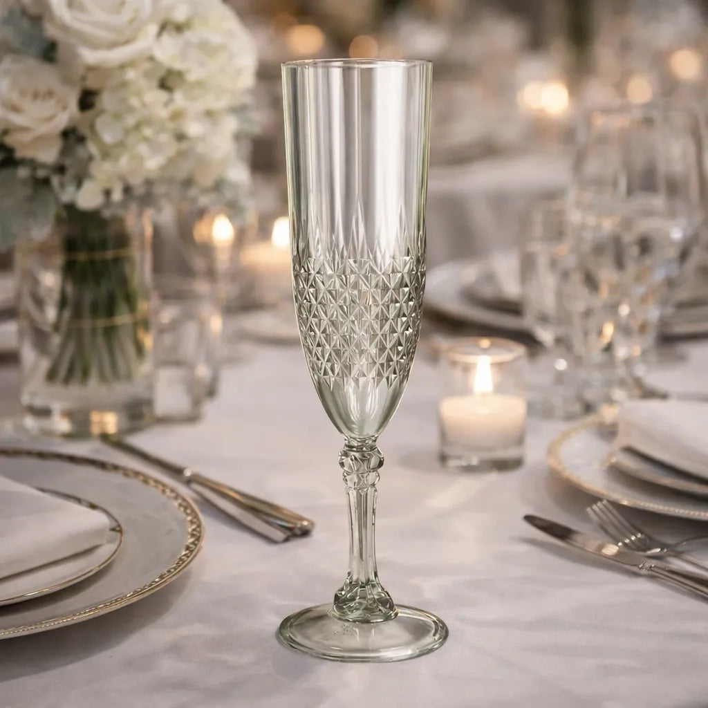 Verre à Champagne Texturé en Plastique Vert