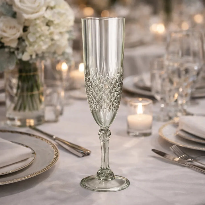 Verre à Champagne Texturé en Plastique Vert