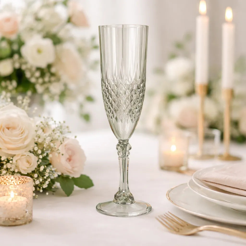 Verre à Champagne Texturé en Plastique Vert Unique