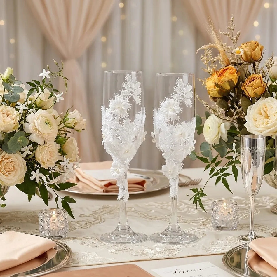 Verre à Fleurs en Dentelles
