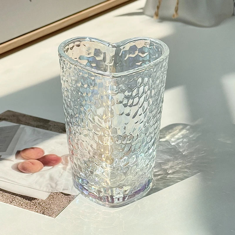 Verre Martelé Cœur Transparent Légère