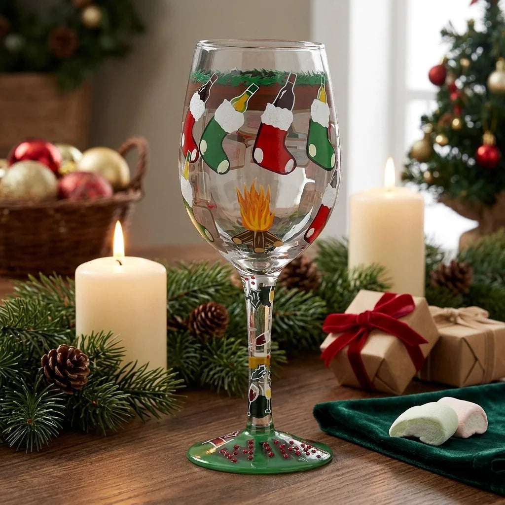 Verre à Pied Chaussette de Noël élégant 