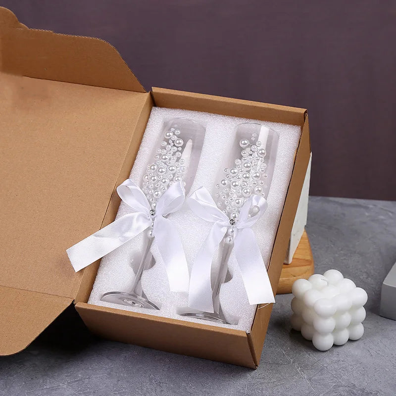 Verre à Pied Mariés Perlé Classe