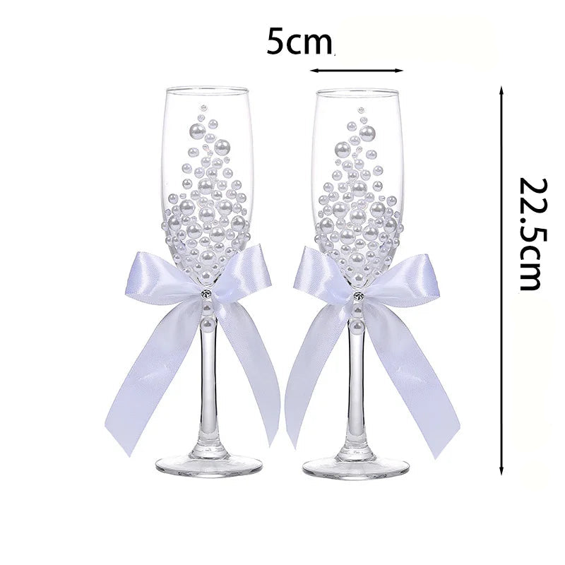Verre à Pied Mariés Perlé Details