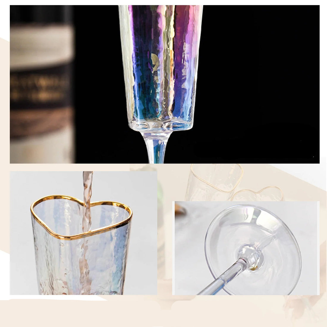 Verre à Pied Saint-Valentin Cœur doré