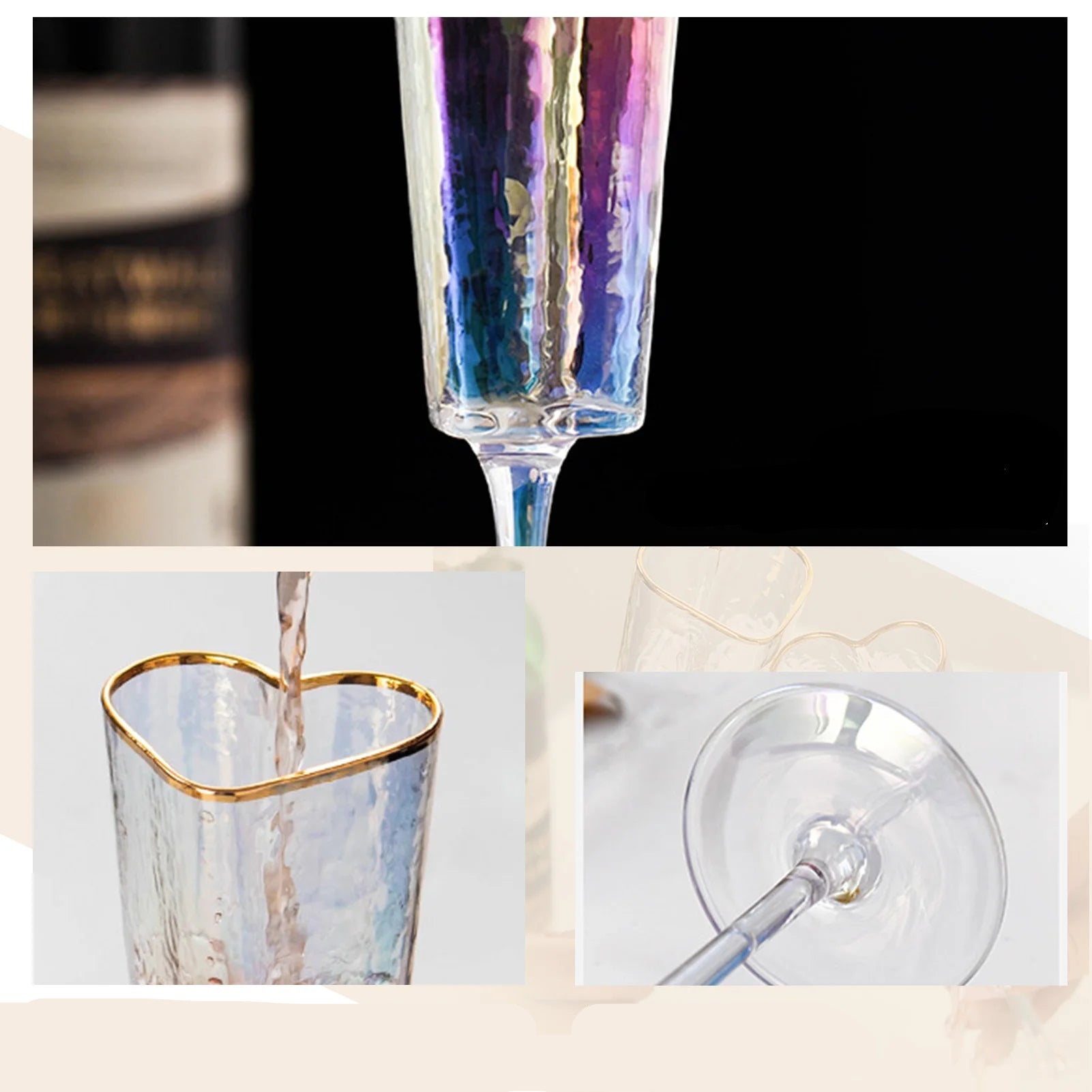 Verre à Pied Saint-Valentin Cœur doré