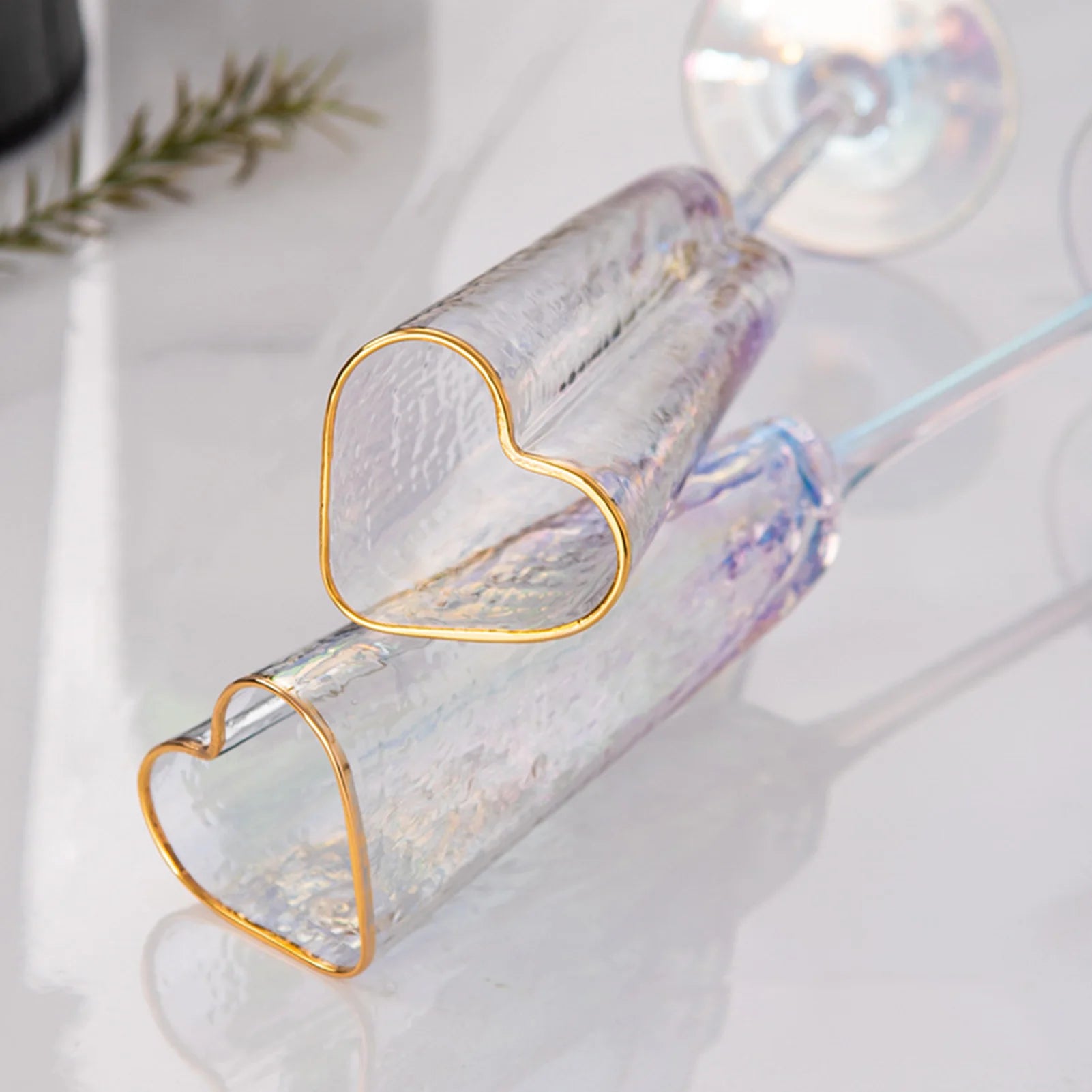 Verre à Pied Saint-Valentin Cœur doré