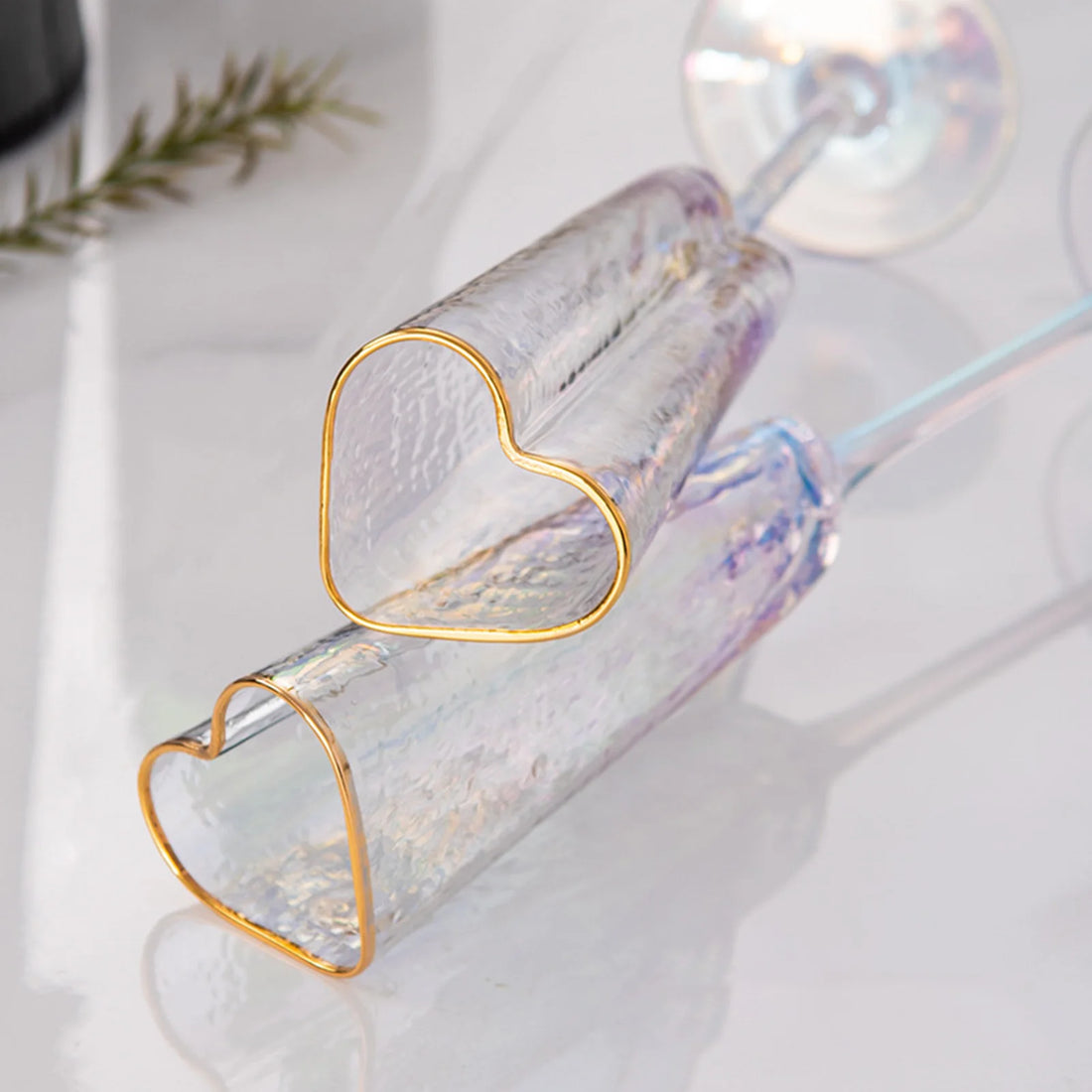 Verre à Pied Saint-Valentin Cœur doré