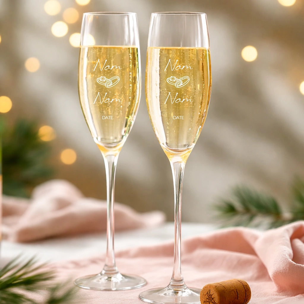 Verres à Champagne Couple à Personnaliser
