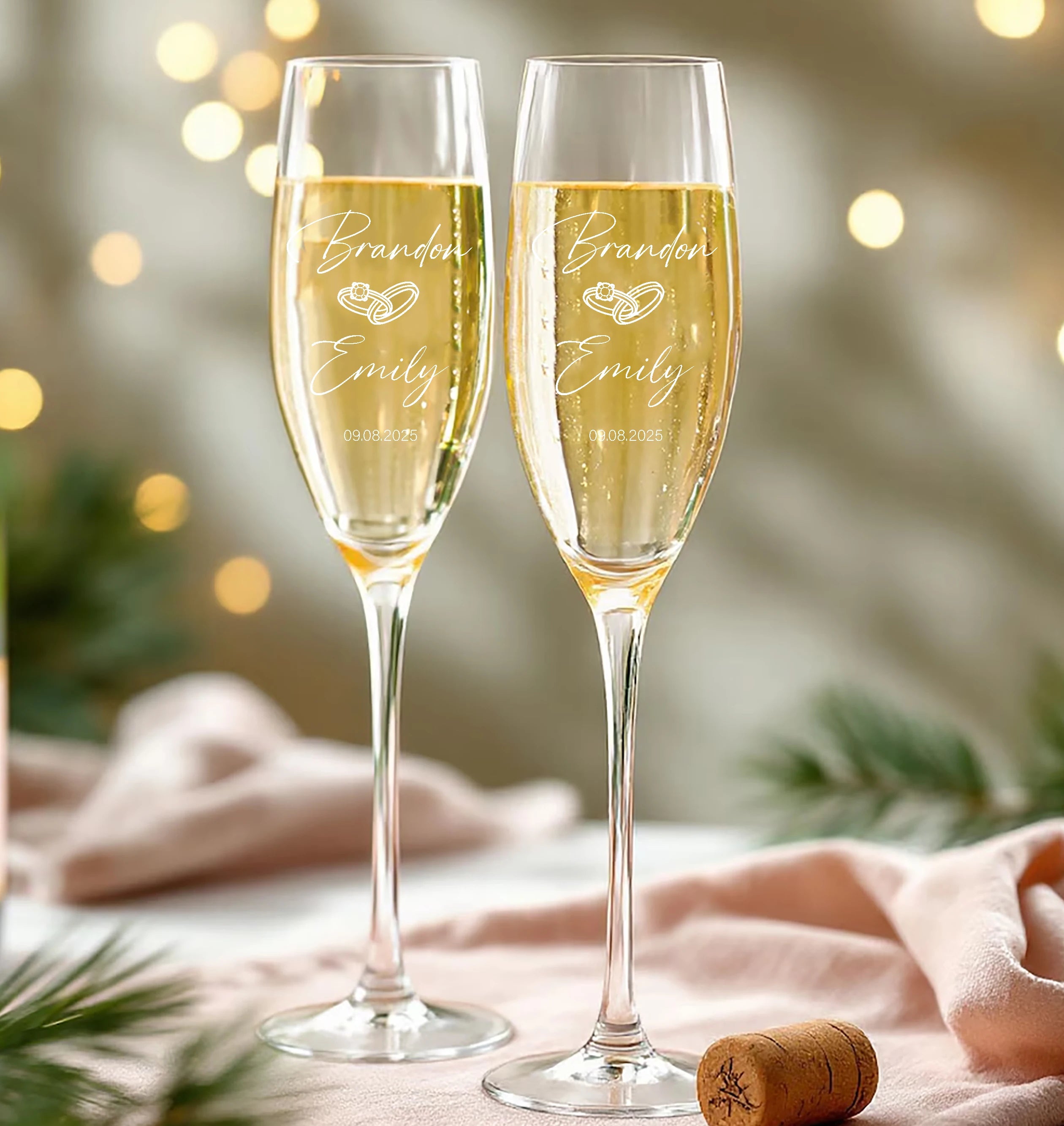 Verres à Champagne Couple à Personnaliser Unique