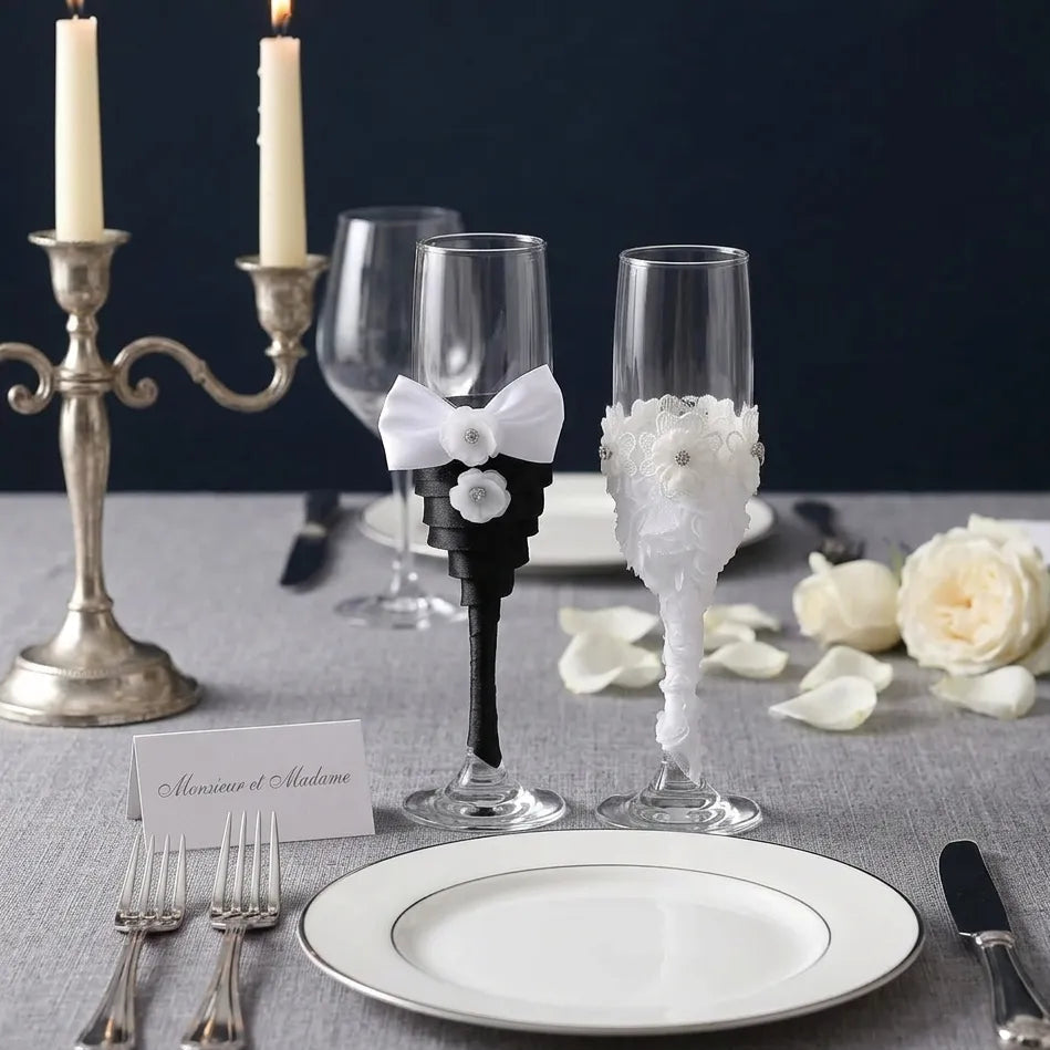 Verres Couple Mariage Raffinés