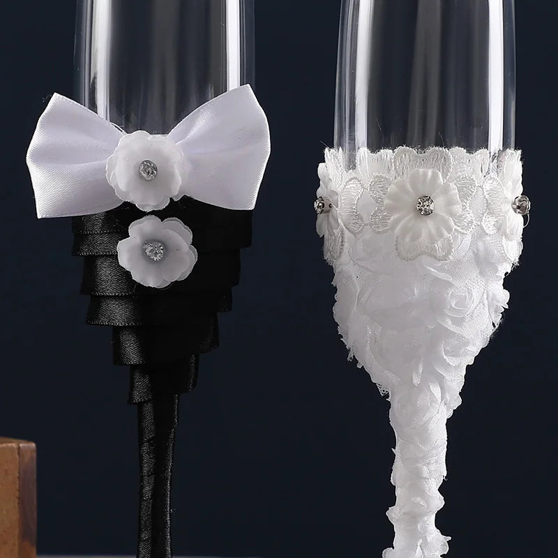 Verres Couple Mariage Raffinés Beaux