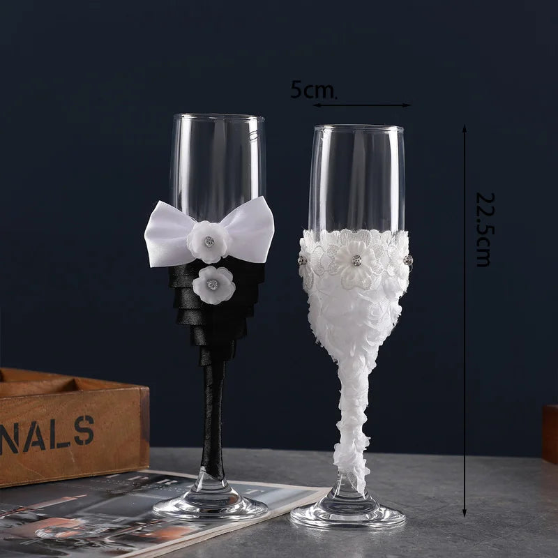 Verres Couple Mariage Raffinés Détails