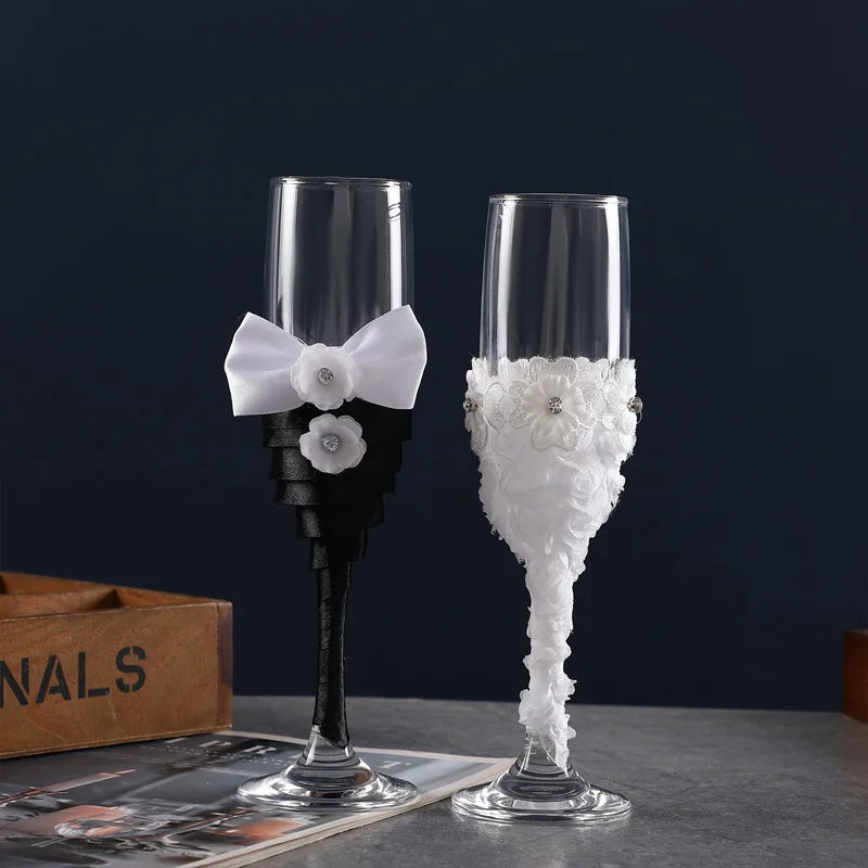 Verres Couple Mariage Raffinés Uniques