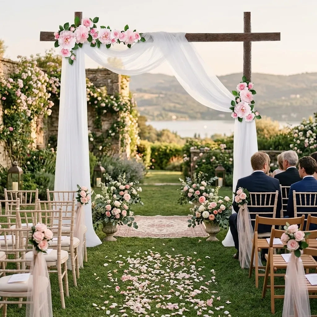 Voilage Arche Mariage Blanc Fluide